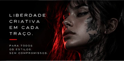 Artista tatuadora com máquina KORV